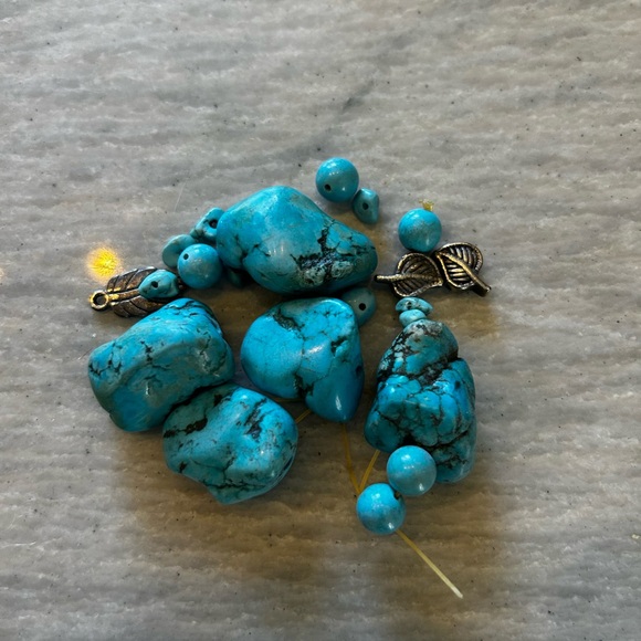 Turquoise Bluestone Beads & Charms – Jewelry Designer Repurpose Lot - Picture 2 of 3